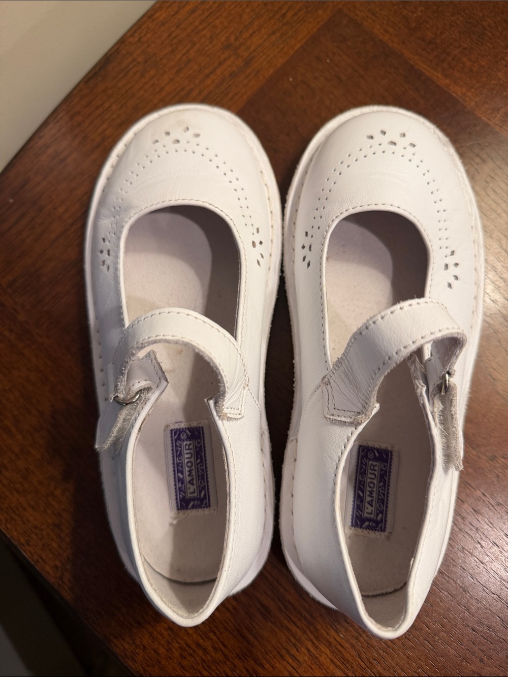 L'Amour White Girls' Mary Jane Dress Shoes